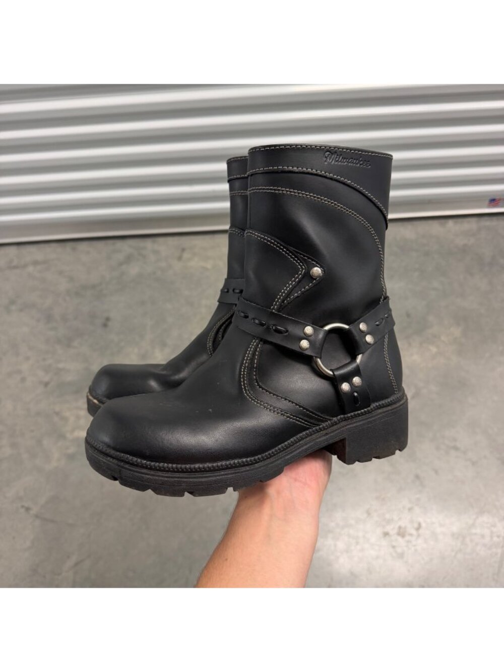 Milwaukee 2011 Leather Harness Motorcycle Boots Size 8.5